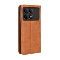 For Xiaomi Redmi K70E / Poco X6 Pro Magnetic Buckle Retro Texture Leather Phone Case(Brown)