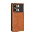 For Xiaomi Redmi Note 13R Pro 5G Magnetic Buckle Retro Texture Leather Phone Case(Brown)