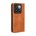 For Xiaomi 14 Pro Magnetic Buckle Retro Texture Leather Phone Case(Brown)