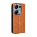 For Xiaomi Poco M6 Pro 4G Magnetic Buckle Retro Texture Leather Phone Case(Brown)