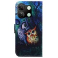 For Infinix Smart 7 HD Coloured Drawing Flip Leather Phone Case(Oil Painting Owl)