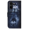 For Tecno Pova 5 Pro Coloured Drawing Flip Leather Phone Case(Wolf and Dog)