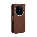 For vivo X100 5G Skin Feel Calf Texture Card Slots Leather Phone Case(Brown)