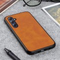 For Samsung Galaxy M54 5G Two-color Calf Texture Shockproof Phone Case(Brown)