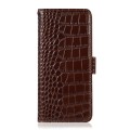 For OPPO Reno11 5G Global Crocodile Top Layer Cowhide Leather Phone Case(Brown)