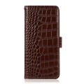 For Xiaomi Redmi 13C 4G/5G/Poco C65/Poco M6 Crocodile Top Layer Cowhide Leather Phone Case(Brown)