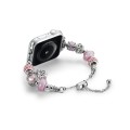 Bead Bracelet Metal Watch Band For Apple Watch 8 41mm(Pink Heart)