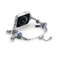 Bead Bracelet Metal Watch Band For Apple Watch SE 2023 44mm(Blue Crown)