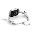 Bead Bracelet Metal Watch Band For Apple Watch 9 41mm(Silver Owl)