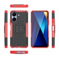 For Xiaomi Poco C65 Tire Texture TPU + PC Phone Case with Holder(Red)