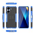 For Xiaomi Poco C65 Tire Texture TPU + PC Phone Case with Holder(Blue)
