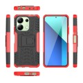 For Xiaomi Redmi Note 13 4G Tire Texture TPU + PC Phone Case with Holder(Red)