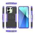 For Xiaomi Redmi Note 13 4G Tire Texture TPU + PC Phone Case with Holder(Purple)