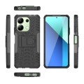 For Xiaomi Redmi Note 13 4G Tire Texture TPU + PC Phone Case with Holder(Black)