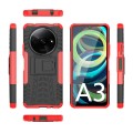 For Xiaomi Redmi A3 4G Tire Texture TPU + PC Phone Case with Holder(Red)
