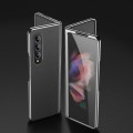 For Samsung Galaxy Z Fold3 Electroplating Plain Leather Folding Phone Case(Black)