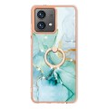 For Motorola Moto G84 Electroplating Marble IMD TPU Phone Case with Ring Holder(Green 003)