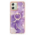 For Motorola Moto G54 Electroplating Marble IMD TPU Phone Case with Ring Holder(Purple 002)