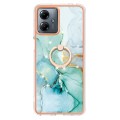 For Motorola Moto G14 Electroplating Marble IMD TPU Phone Case with Ring Holder(Green 003)