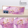 For Motorola Moto G34 Electroplating Marble IMD TPU Phone Case with Ring Holder(Purple 001)