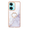 For OnePlus Nord CE 3 Electroplating Marble IMD TPU Phone Case with Ring Holder(White 006)