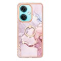 For OnePlus Nord CE 3 Electroplating Marble IMD TPU Phone Case with Ring Holder(Rose Gold 005)