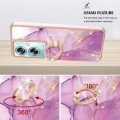 For OPPO A79 5G Global Electroplating Marble IMD TPU Phone Case with Ring Holder(Purple 001)