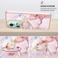 For OPPO Reno11 5G Global Electroplating Marble IMD TPU Phone Case with Ring Holder(Rose Gold 005)
