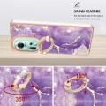 For OPPO Reno11 5G Global Electroplating Marble IMD TPU Phone Case with Ring Holder(Purple 002)