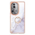 For OPPO Reno11 Pro 5G Global Electroplating Marble IMD TPU Phone Case with Ring Holder(White 006)