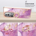 For OPPO Reno11 Pro 5G Global Electroplating Marble IMD TPU Phone Case with Ring Holder(Purple 001)