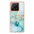 For Xiaomi 13T/13T Pro Electroplating Marble IMD TPU Phone Case with Ring Holder(Green 003)