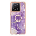 For Xiaomi 13T/13T Pro Electroplating Marble IMD TPU Phone Case with Ring Holder(Purple 002)