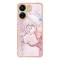 For Xiaomi Redmi 13C 4G Electroplating Marble IMD TPU Phone Case with Ring Holder(Rose Gold 005)