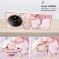 For Xiaomi Redmi A3 Electroplating Marble IMD TPU Phone Case with Ring Holder(Rose Gold 005)