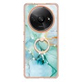 For Xiaomi Redmi A3 Electroplating Marble IMD TPU Phone Case with Ring Holder(Green 003)