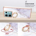 For Xiaomi Redmi Note 13 5G Global Electroplating Marble IMD TPU Phone Case with Ring Holder(White 0