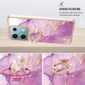 For Xiaomi Redmi Note 13 5G Global Electroplating Marble IMD TPU Phone Case with Ring Holder(Purple