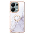 For Xiaomi Redmi Note 13 Pro 4G/Poco M6 Pro 4G Electroplating Marble IMD TPU Phone Case with Ring Ho