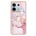 For Xiaomi Redmi Note 13 Pro 5G Global Electroplating Marble IMD TPU Phone Case with Ring Holder(Ros
