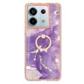 For Xiaomi Redmi Note 13 Pro 5G Global Electroplating Marble IMD TPU Phone Case with Ring Holder(Pur