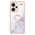 For Xiaomi Redmi Note 13 Pro+ 5G Electroplating Marble IMD TPU Phone Case with Ring Holder(White 006