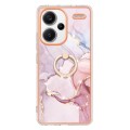 For Xiaomi Redmi Note 13 Pro+ 5G Electroplating Marble IMD TPU Phone Case with Ring Holder(Rose Gold