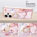 For Xiaomi Redmi Note 13 Pro+ 5G Electroplating Marble IMD TPU Phone Case with Ring Holder(Rose Gold