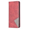 For Xiaomi Redmi 13C Rhombus Texture Magnetic Leather Phone Case(Red)