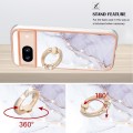 For Google Pixel 8a Electroplating Marble IMD TPU Phone Case with Ring Holder(White 006)