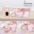 For Google Pixel 8a Electroplating Marble IMD TPU Phone Case with Ring Holder(Rose Gold 005)