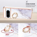 For Google Pixel 8 Pro Electroplating Marble IMD TPU Phone Case with Ring Holder(White 006)