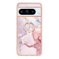 For Google Pixel 8 Pro Electroplating Marble IMD TPU Phone Case with Ring Holder(Rose Gold 005)
