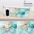 For Google Pixel 8 Pro Electroplating Marble IMD TPU Phone Case with Ring Holder(Green 003)